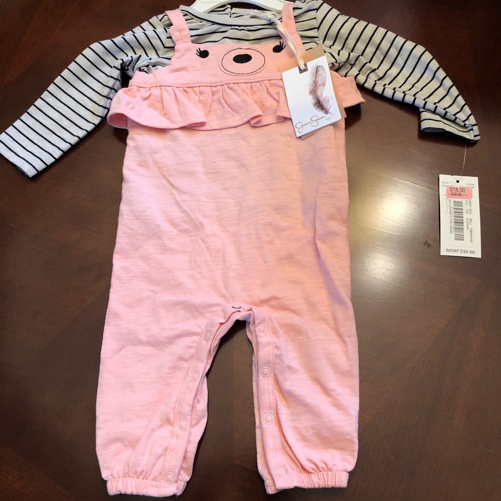 Long sleeve onesie with overall set - Picture 1 of 4